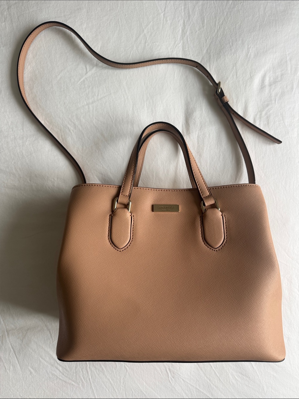 kate spade Nude/Tan Saffiano Leather Tote with Strap